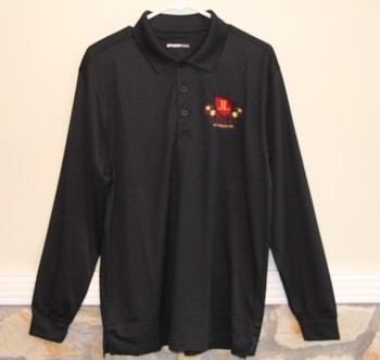 Shirt Polo Long Sleeve Black With Imprint 3 Button Small